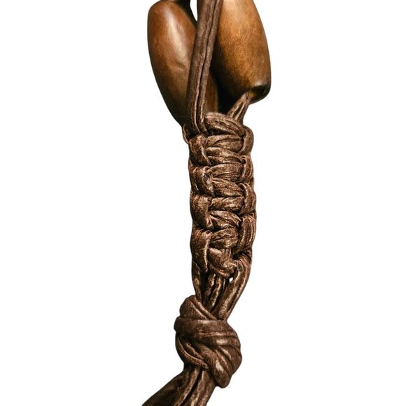 Leather Wooden Beaded Belt‎ One Size Bohemian Hippie Boho - Picture 4 of 5